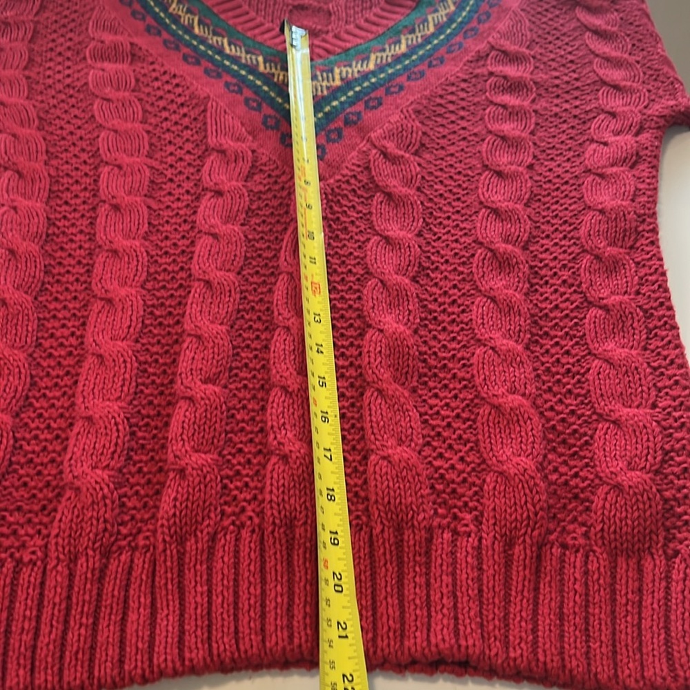 Allison Brittney sweater women size medium‎ chunky cableknit V-neck vintage 90s - Picture 7 of 8